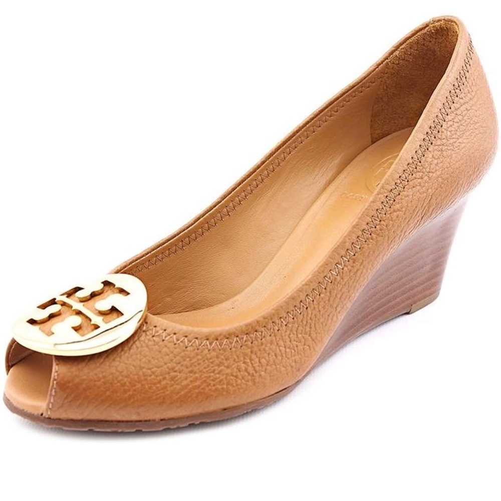 Tory Burch Sally 2 Peep Toe Wedge Pump Size 5.5